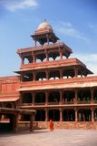 The Panch Mahal, a five-storeyed sandstone pavilion, was built for the queens of the Mughal emperor Akbar.<br/><br/>

Fatehpur Sikri (the City of Victory) was built during the second half of the 16th century by the Emperor Akbar ((r. 1556-1605)). It was the capital of the Mughal Empire for 10 years.